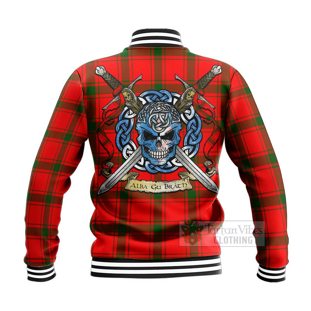 Darroch Tartan Baseball Jacket with Family Crest Celtic Skull Style - Tartan Vibes Clothing