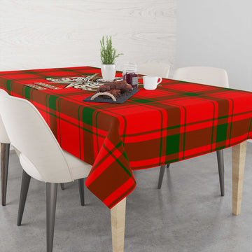 Darroch Tartan Tablecloth with Clan Crest and the Golden Sword of Courageous Legacy