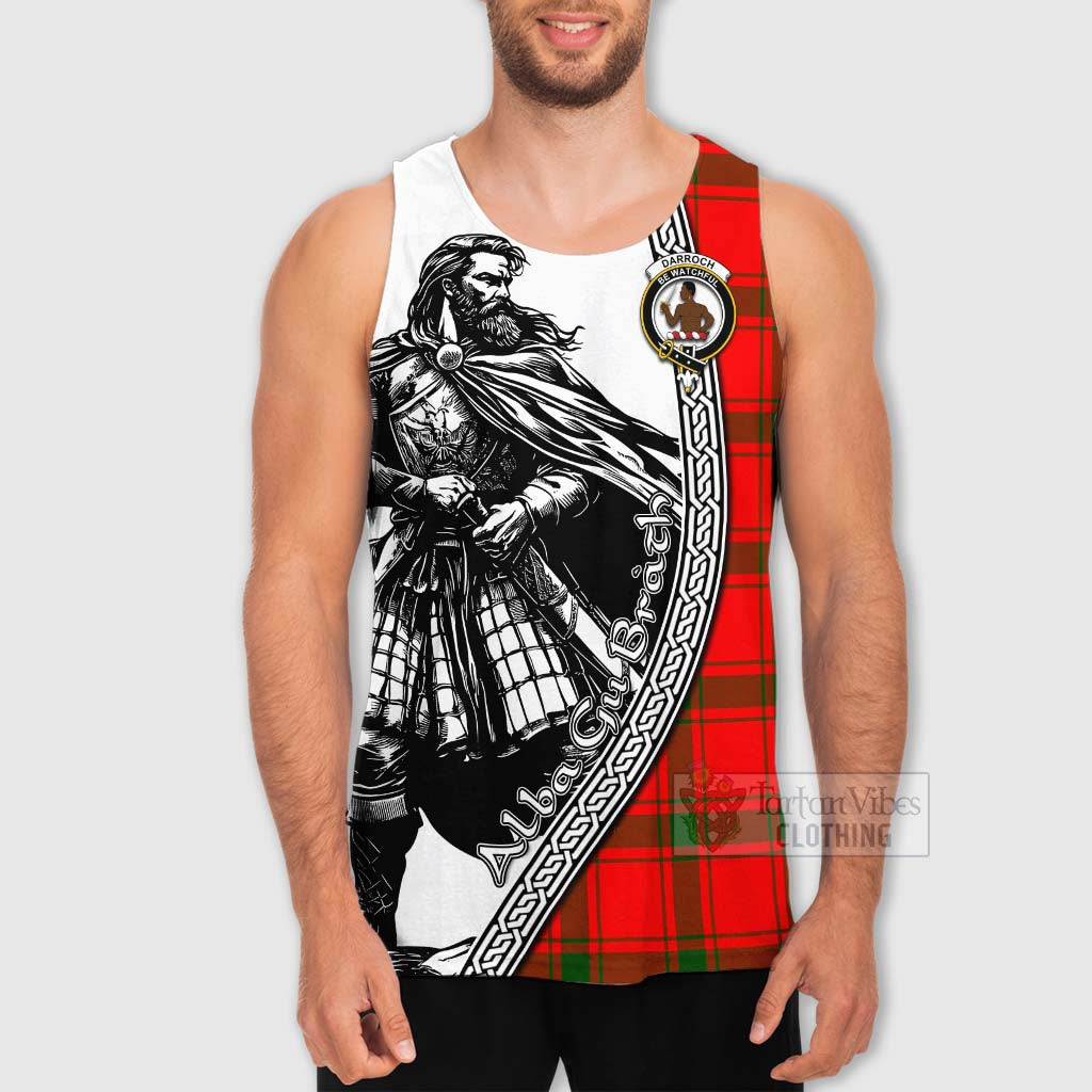 Darroch Tartan Clan Crest Men's Tank Top with Highlander Warrior Celtic Style - Tartan Vibes Clothing