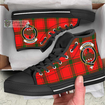 Darroch Tartan High Top Shoes with Family Crest - Tartan Vibes Clothing