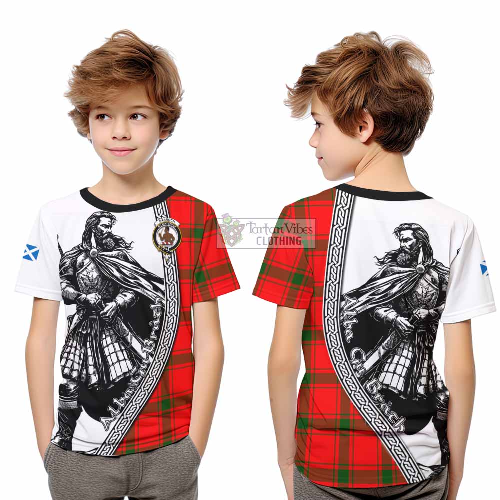 Darroch Tartan Clan Crest Kid T-Shirt with Highlander Warrior Celtic Style - Tartan Vibes Clothing
