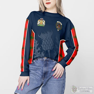 Darroch Tartan Sweatshirt with Family Crest and Scottish Thistle Vibes Sport Style