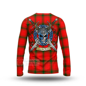 Darroch Tartan Long Sleeve T-Shirt with Family Crest Celtic Skull Style - Tartan Vibes Clothing