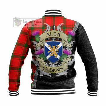 Darroch Tartan Family Crest Baseball Jacket Lion Rampant Royal Thistle Shield Celtic Inspired - Tartan Vibes Clothing