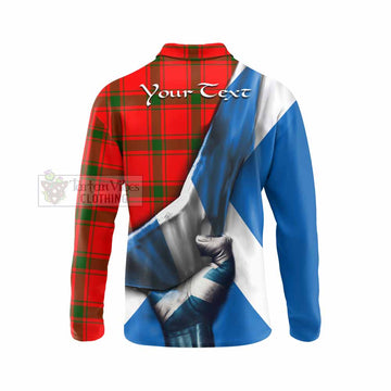 Darroch Tartan Long Sleeve Polo Shirt with Family Crest Scotland Patriotic Style - Tartan Vibes Clothing