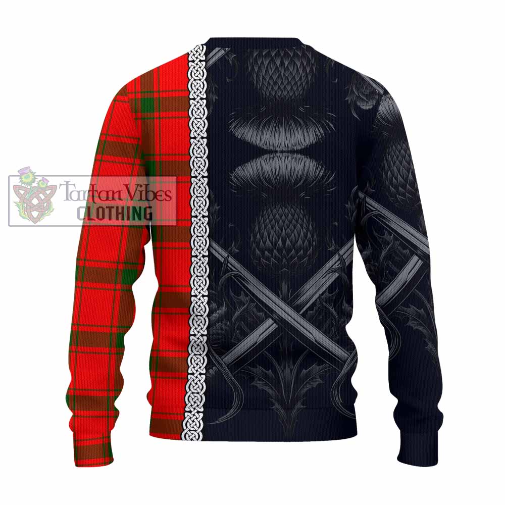 Darroch Tartan Knitted Sweater with Family Crest Cross Sword Thistle Celtic Vibes - Tartan Vibes Clothing