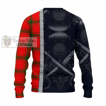 Darroch Tartan Knitted Sweater with Family Crest Cross Sword Thistle Celtic Vibes - Tartan Vibes Clothing