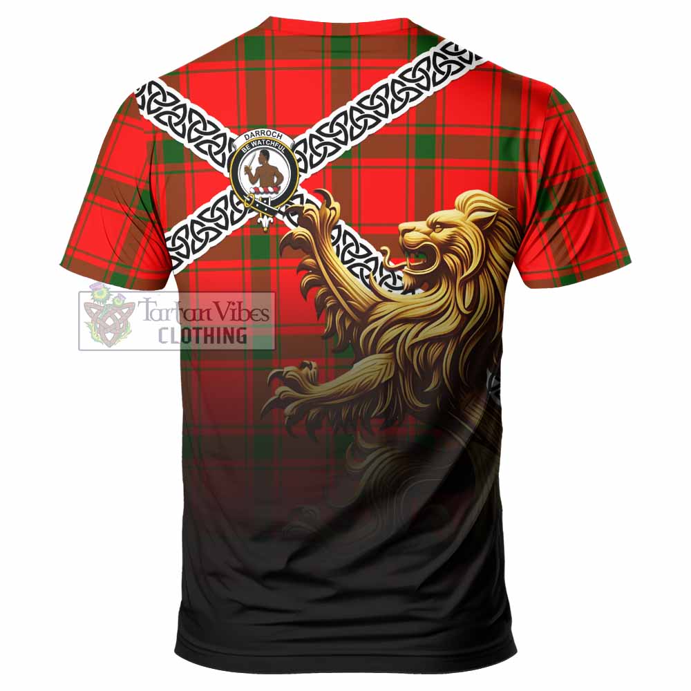 Darroch Crest Tartan T-Shirt with Golden Lion Emblem Celtic Style - Tartan Vibes Clothing