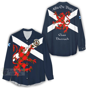 Darroch Tartan Lion Rampant Women's Casual Shirt Proudly Display Your Heritage with Alba Gu Brath and Clan Name - Tartan Vibes Clothing