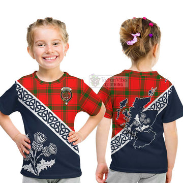 Darroch Tartan Kid T-Shirt Featuring Thistle and Scotland Map - Tartan Vibes Clothing