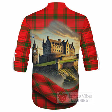 Darroch Tartan Family Crest Ghillie Kilt Shirt with Scottish Ancient Castle Style - Tartan Vibes Clothing