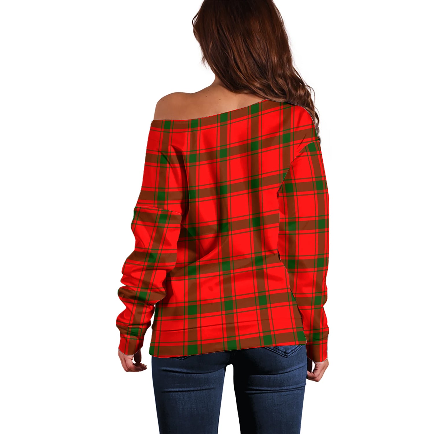 Darroch Tartan Off Shoulder Women Sweater with Family Crest - Tartan Vibes Clothing
