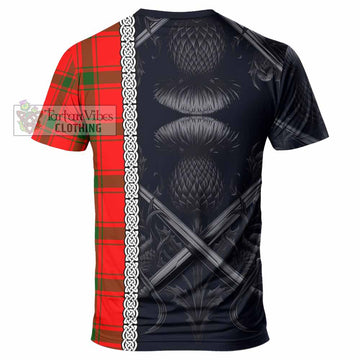 Darroch Tartan T-Shirt with Family Crest Cross Sword Thistle Celtic Vibes - Tartan Vibes Clothing