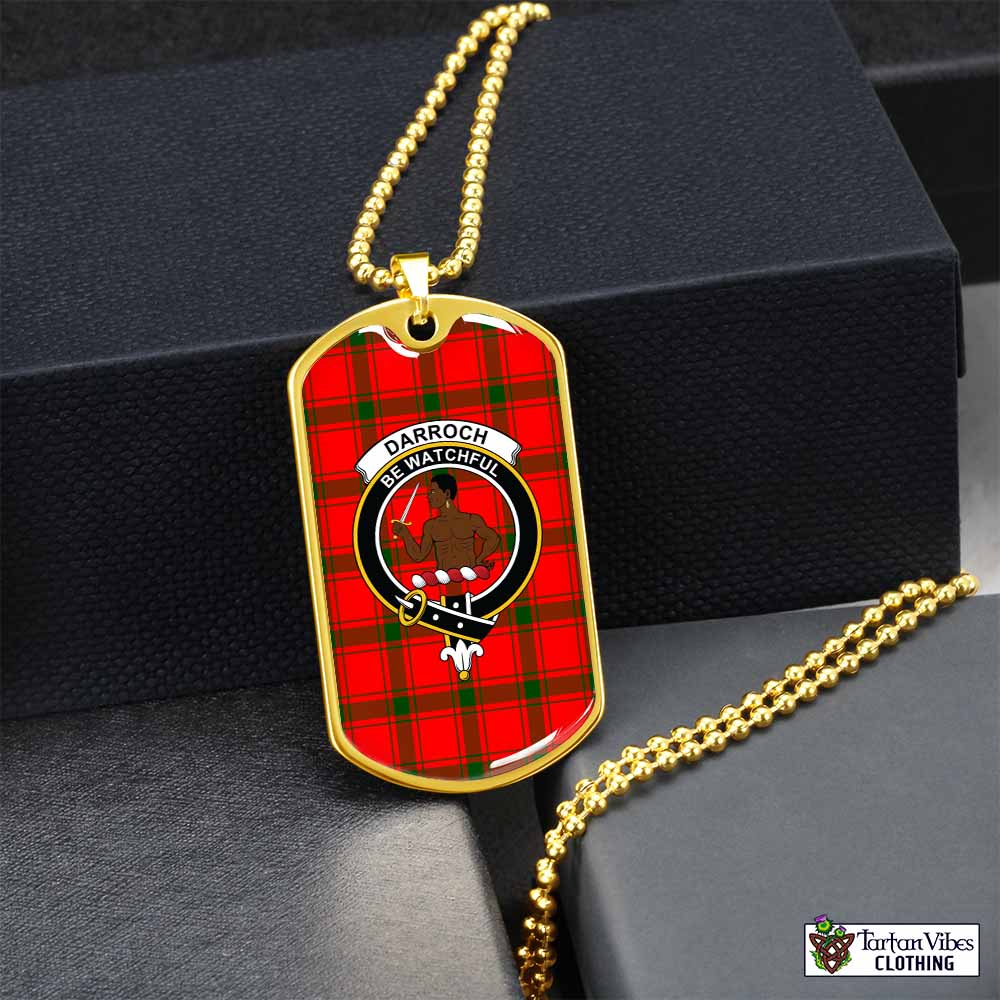Darroch Tartan Dog Tag Necklace with Family Crest Gold No - Tartan Vibes Clothing