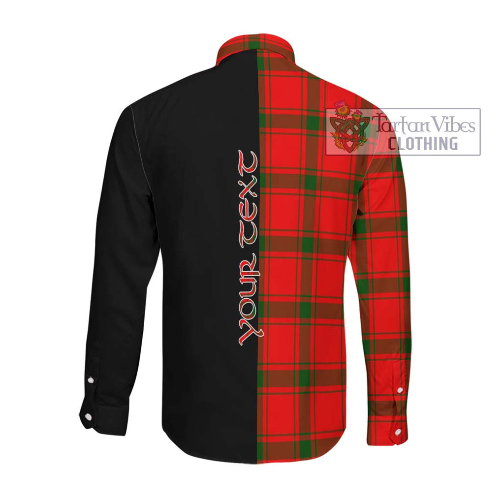 Darroch Tartan Long Sleeve Button Shirt with Family Crest and Half Of Me Style Men's Shirt - Tartan Vibes Clothing