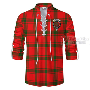 Darroch Tartan Ghillie Kilt Shirt with Family Crest Celtic Skull Style - Tartan Vibes Clothing