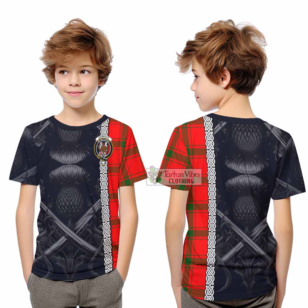Darroch Tartan Kid T-Shirt with Family Crest Cross Sword Thistle Celtic Vibes - Tartan Vibes Clothing