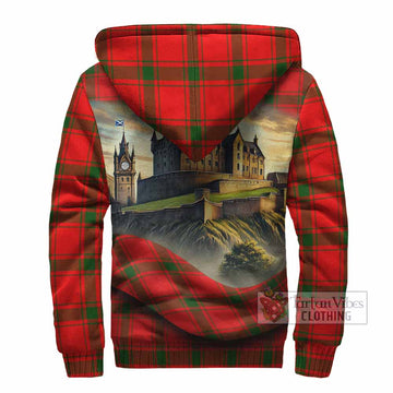 Darroch Tartan Family Crest Sherpa Hoodie with Scottish Ancient Castle Style - Tartan Vibes Clothing