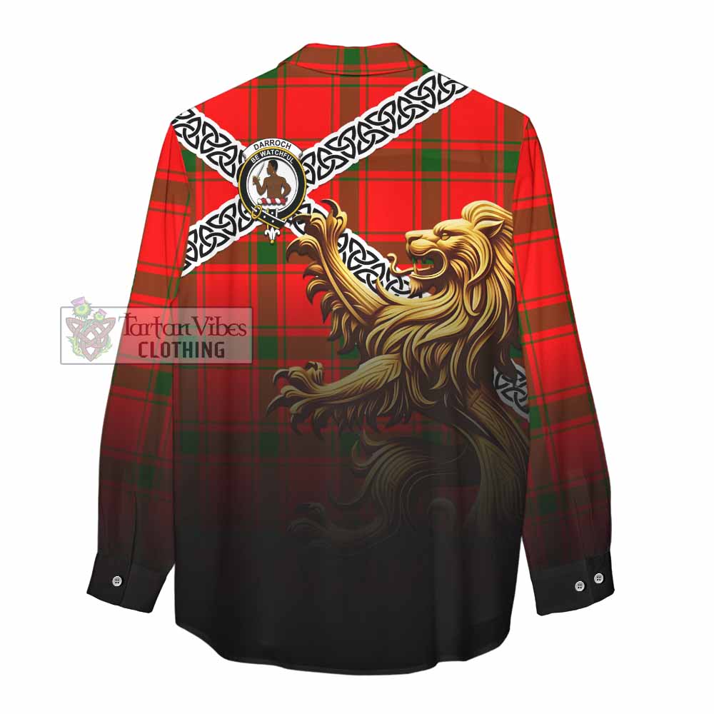 Darroch Crest Tartan Women's Casual Shirt with Golden Lion Emblem Celtic Style - Tartan Vibes Clothing