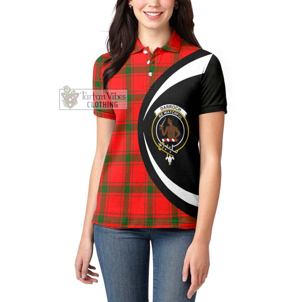 Darroch Tartan Women's Polo Shirt with Family Crest Circle Style - Tartan Vibes Clothing
