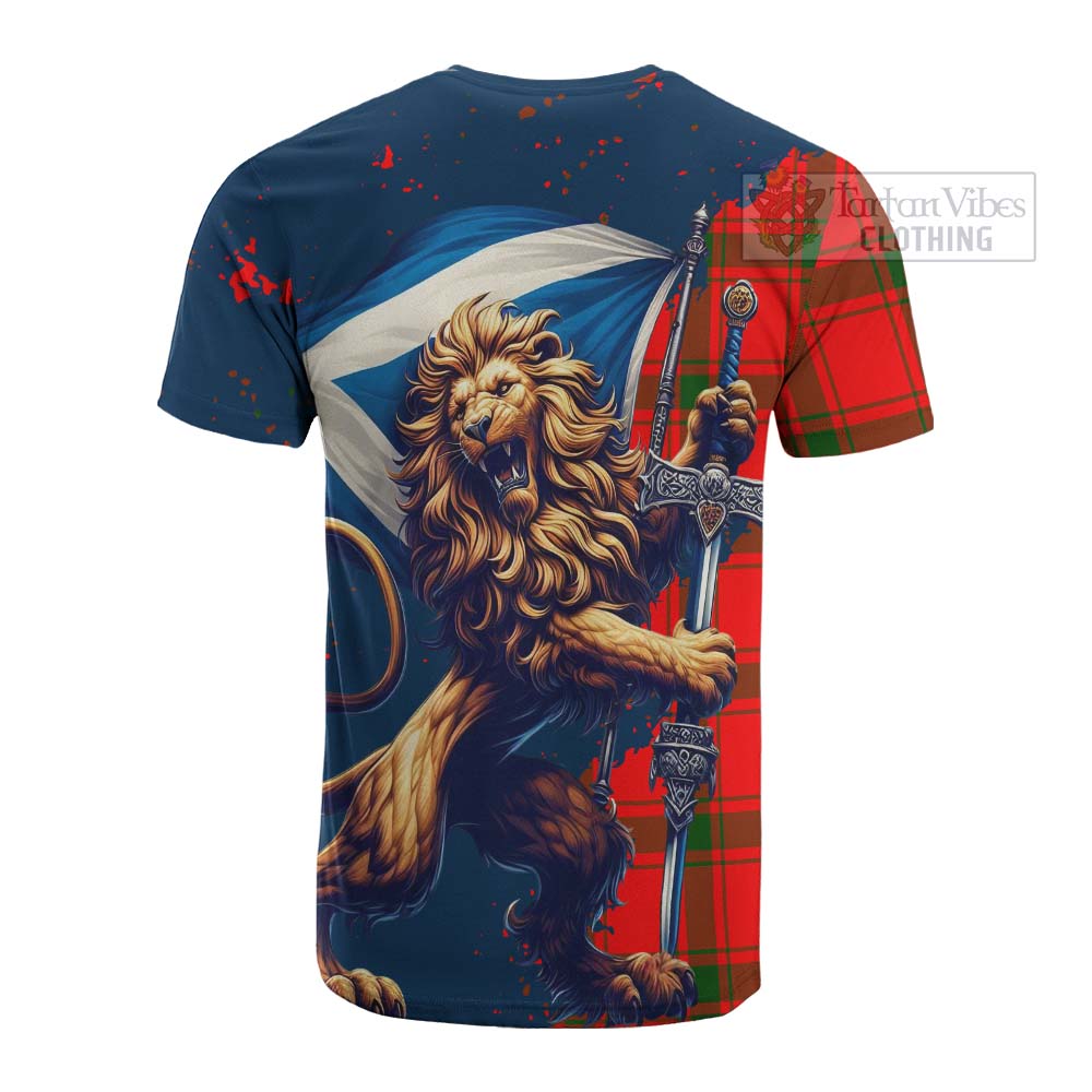 Tartan Vibes Clothing Darroch Tartan Family Crest Cotton T-shirt with Scottish Majestic Lion