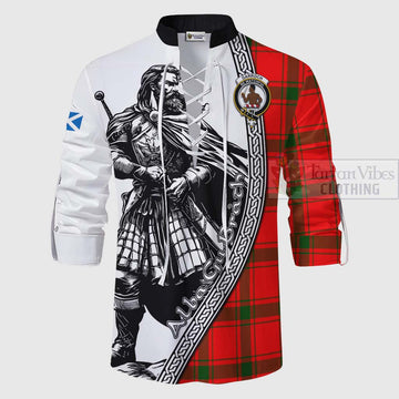 Darroch Tartan Clan Crest Ghillie Kilt Shirt with Highlander Warrior Celtic Style - Tartan Vibes Clothing