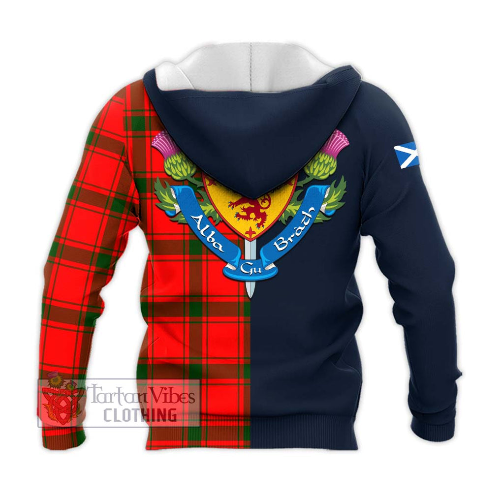 Darroch Tartan Knitted Hoodie Alba with Scottish Lion Royal Arm Half Style - Tartan Vibes Clothing