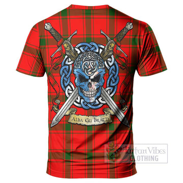 Darroch Tartan T-Shirt with Family Crest Celtic Skull Style - Tartan Vibes Clothing