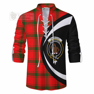 Darroch Tartan Ghillie Kilt Shirt with Family Crest Circle Style - Tartan Vibes Clothing