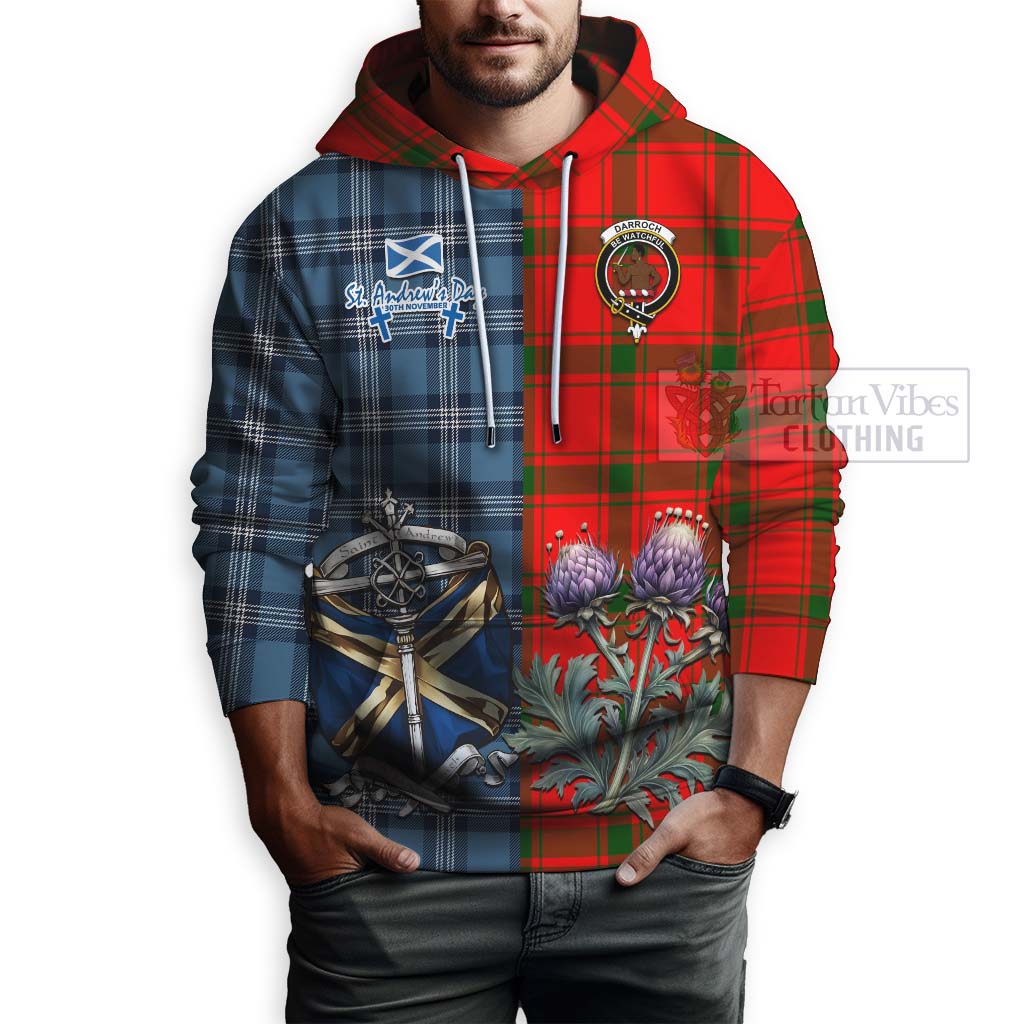 Darroch Tartan Hoodie Happy St. Andrew's Day Half Tartan Style - Tartan Vibes Clothing