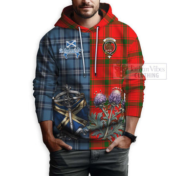 Darroch Tartan Hoodie Happy St. Andrew's Day Half Tartan Style - Tartan Vibes Clothing