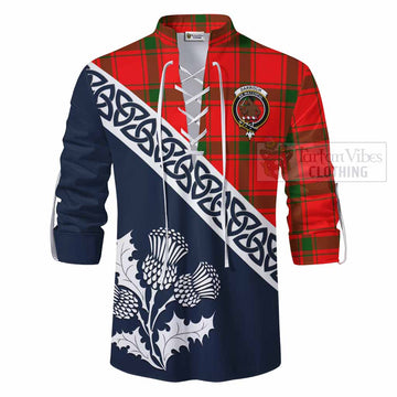 Darroch Tartan Ghillie Kilt Shirt Featuring Thistle and Scotland Map - Tartan Vibes Clothing