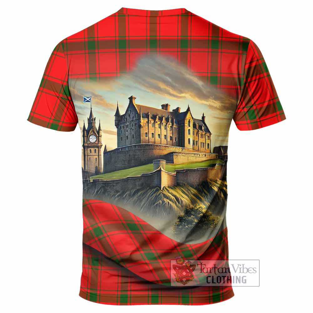 Darroch Tartan Family Crest T-Shirt with Scottish Ancient Castle Style - Tartan Vibes Clothing