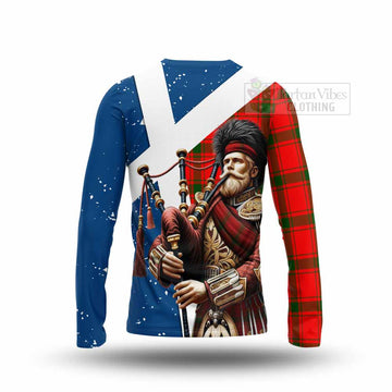 Darroch Tartan Long Sleeve T-Shirt with Family Crest Scottish Bagpiper Vibes - Tartan Vibes Clothing