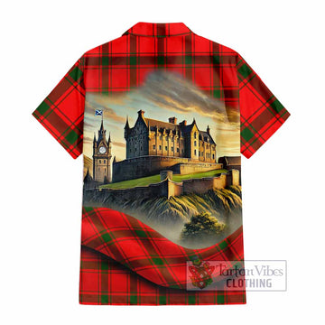 Darroch Tartan Family Crest Hawaiian Shirt with Scottish Ancient Castle Style - Tartan Vibes Clothing
