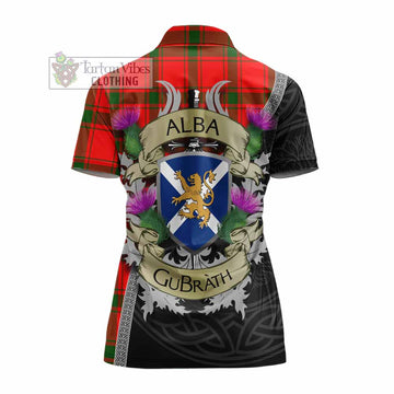 Darroch Tartan Family Crest Women's Polo Shirt Lion Rampant Royal Thistle Shield Celtic Inspired - Tartan Vibes Clothing