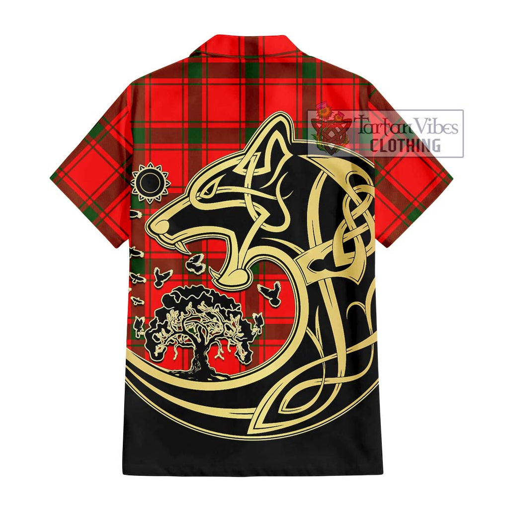 Darroch Tartan Hawaiian Shirt with Family Crest Celtic Wolf Style - Tartan Vibes Clothing