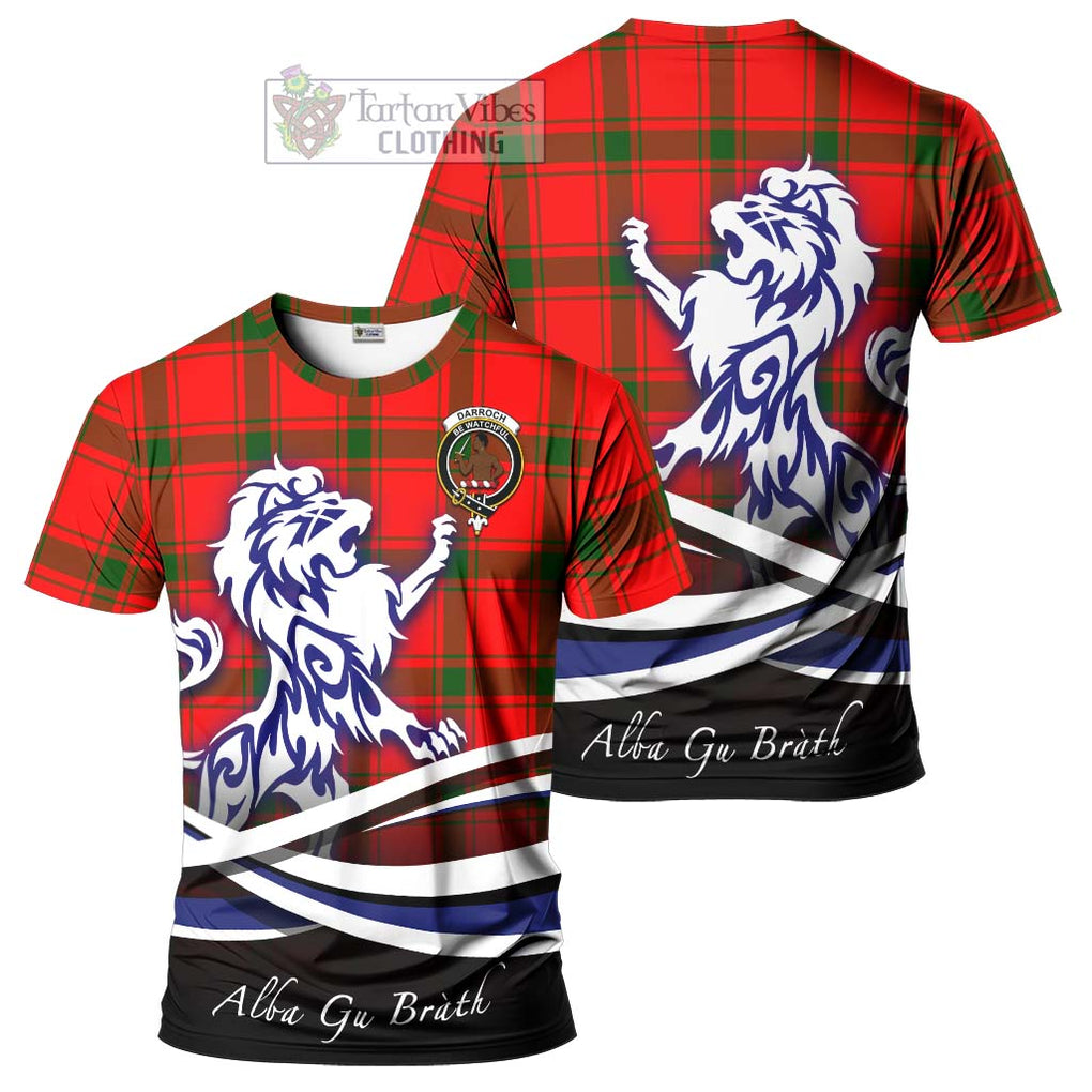 Darroch Tartan Cotton T-shirt with Alba Gu Brath Regal Lion Emblem Women's Shirt - Tartan Vibes Clothing