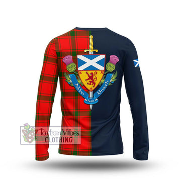 Darroch Tartan Long Sleeve T-Shirt Alba with Scottish Lion Royal Arm Half Style - Tartan Vibes Clothing