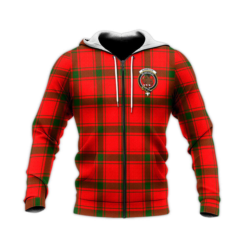 Darroch Tartan Knitted Hoodie with Family Crest Unisex Knitted Zip Hoodie - Tartan Vibes Clothing