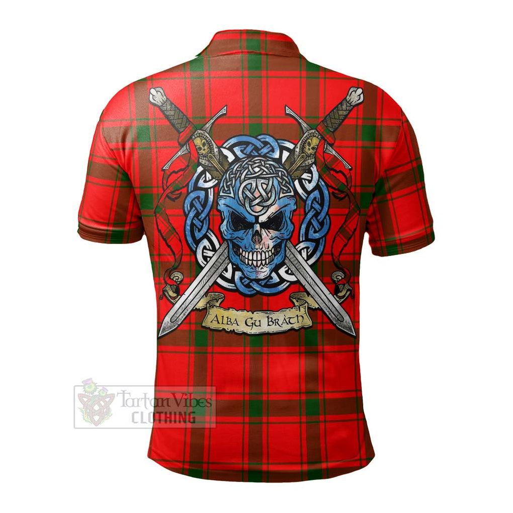 Darroch Tartan Polo Shirt with Family Crest Celtic Skull Style - Tartan Vibes Clothing