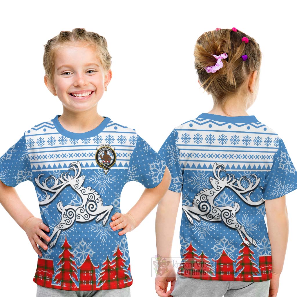 Tartan Vibes Clothing Darroch Clan Christmas Kid T-Shirt Celtic Reindeer Style