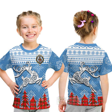 Darroch Clan Christmas Kid T-Shirt Celtic Reindeer Style