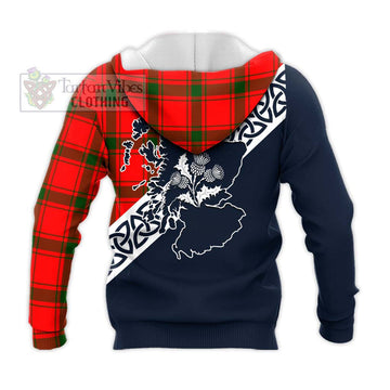 Darroch Tartan Knitted Hoodie Featuring Thistle and Scotland Map - Tartan Vibes Clothing