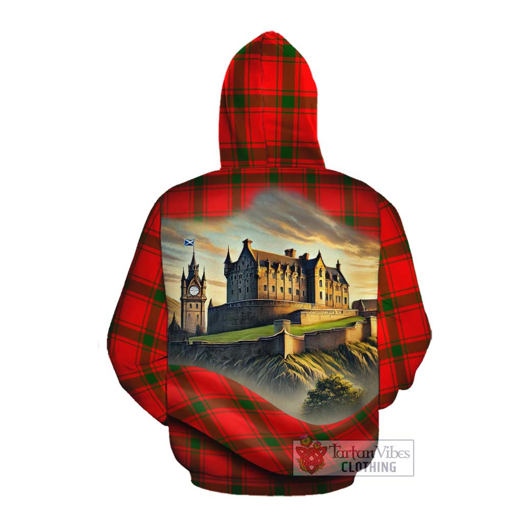 Darroch Tartan Family Crest Cotton Hoodie with Scottish Ancient Castle Style Pullover Hoodie - Tartan Vibes Clothing
