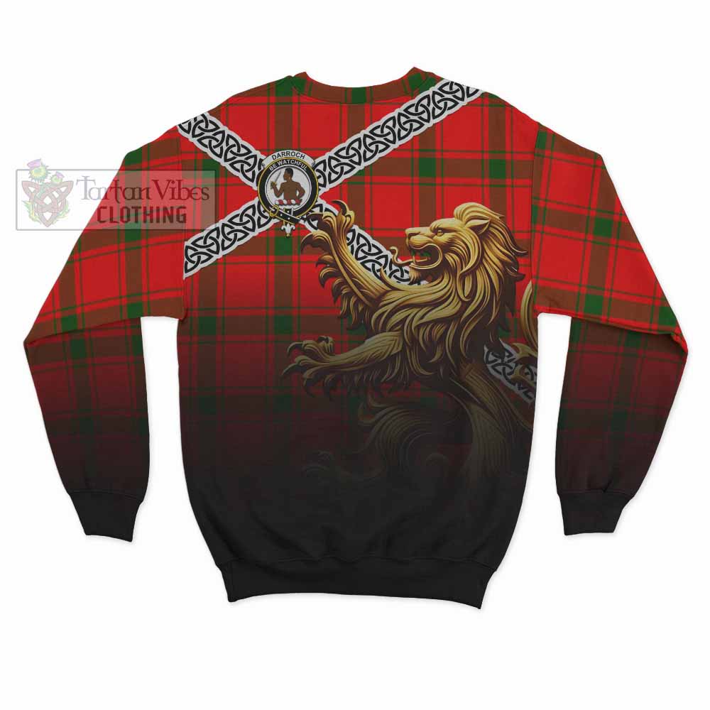 Darroch Crest Tartan Sweatshirt with Golden Lion Emblem Celtic Style - Tartan Vibes Clothing