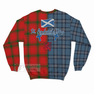 Darroch Tartan Sweatshirt Happy St. Andrew's Day Half Tartan Style - Tartan Vibes Clothing