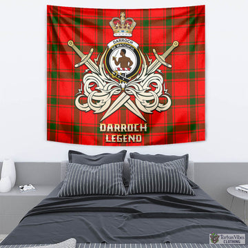 Darroch Tartan Tapestry with Clan Crest and the Golden Sword of Courageous Legacy - Tartan Vibes Clothing