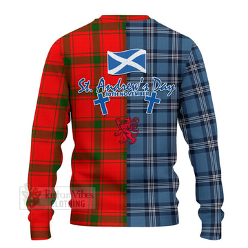 Darroch Tartan Knitted Sweater Happy St. Andrew's Day Half Tartan Style - Tartan Vibes Clothing
