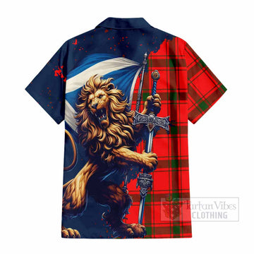 Darroch Tartan Family Crest Hawaiian Shirt with Scottish Majestic Lion - Tartan Vibes Clothing